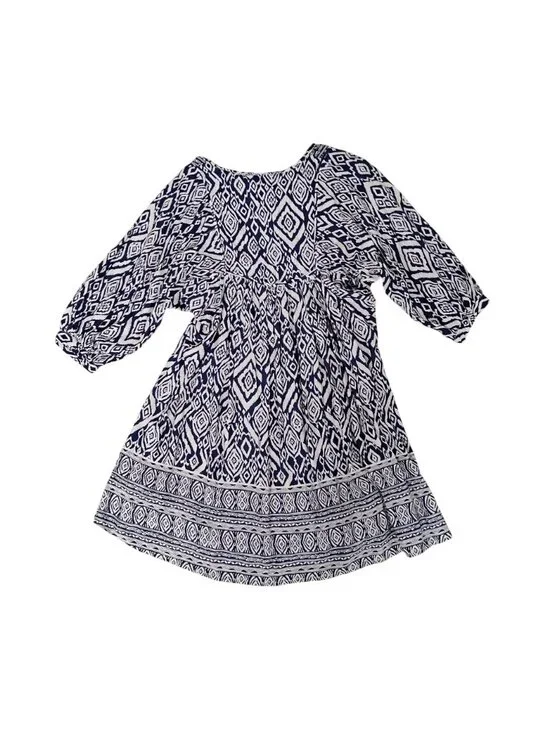 Beachlunchlounge S Dress Blue & White 3/4 Sleeve High Low Above the Knee Viscose - Picture 2 of 9